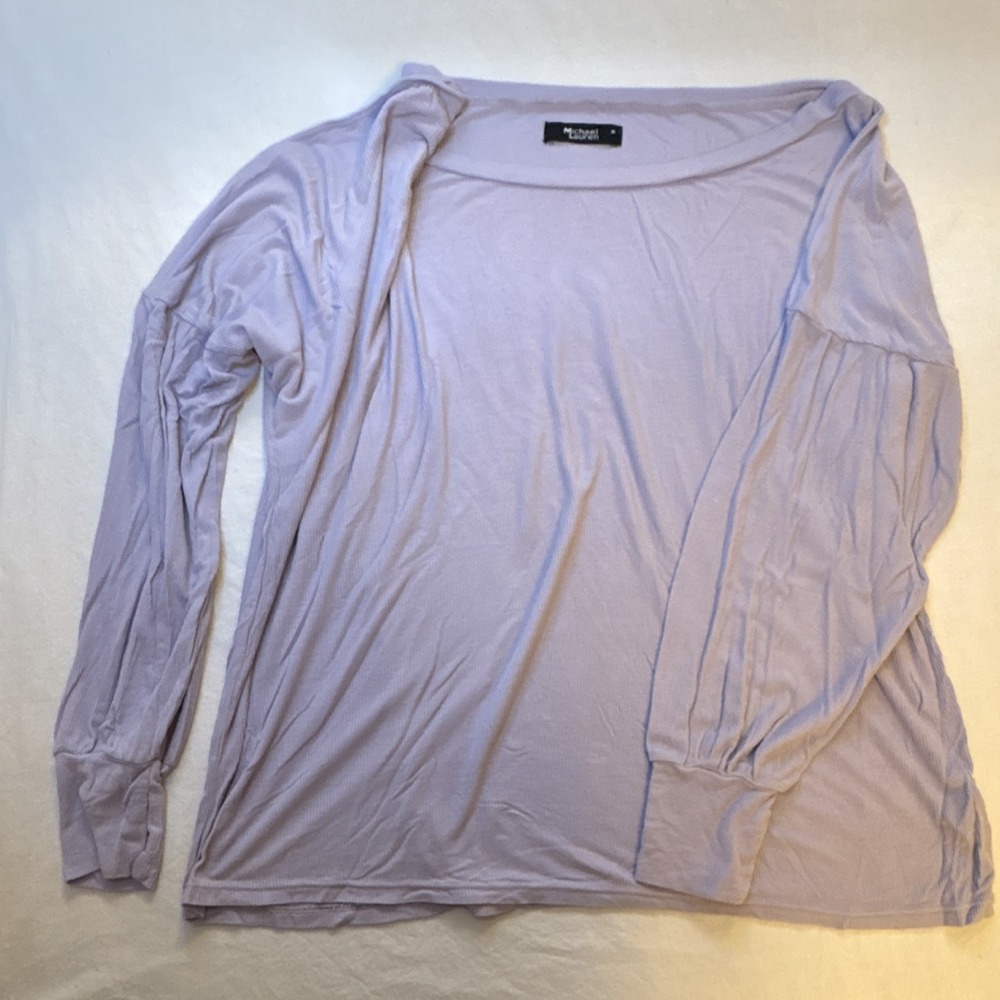 Michael Lauren Lavender Knit Boat Neck Long Sleeve Top Size M